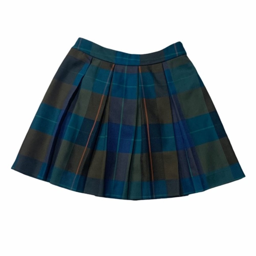 Tommy Hilfiger Plaid Olive Green Blue Mini Skirt